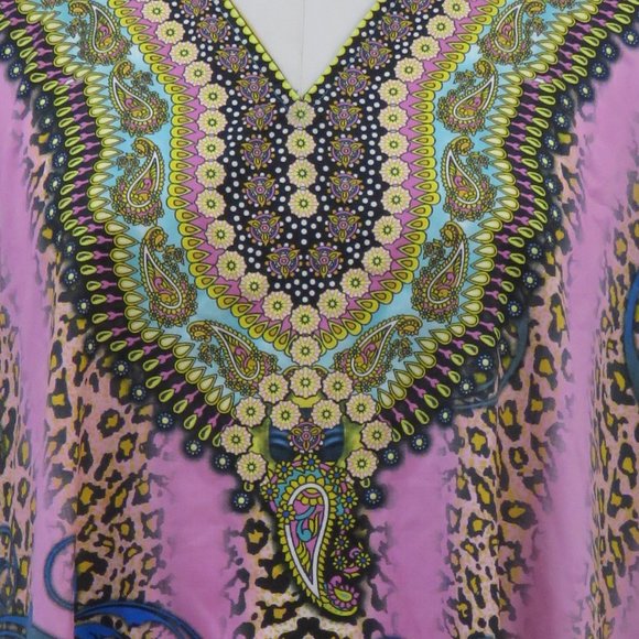 Gypsie Blu Animal Print Short Kaftan Summer Wear kimono sleeves beach wear - Picture 2 of 5